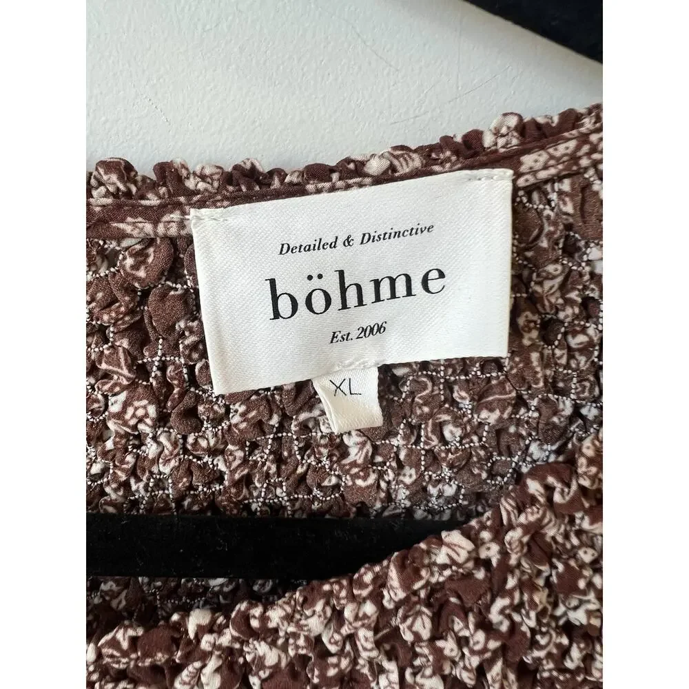 Boheme Selena Dress Smocked Bohemian Floral Mini Cottage Core, Prairie, XL - Picture 4 of 6